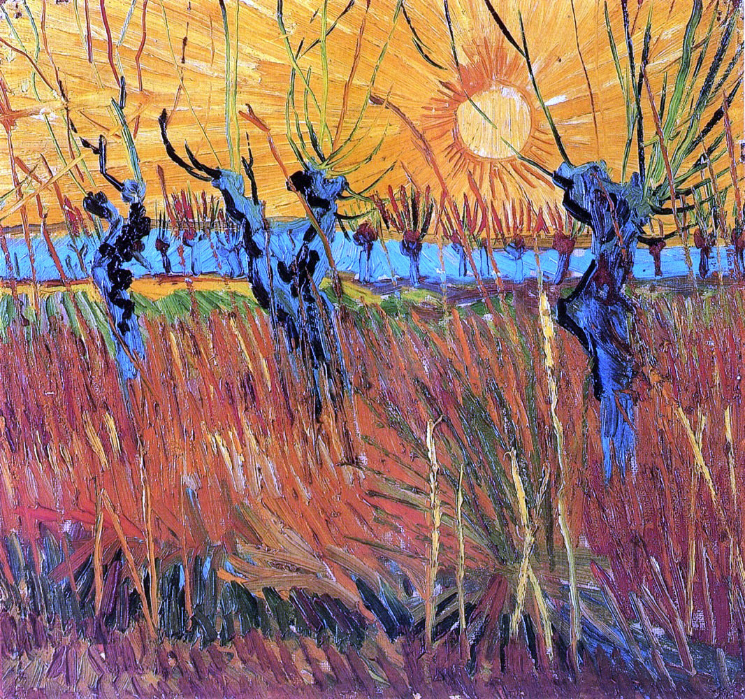  Vincent Van Gogh Willows at Sunset - Hand Painted Oil Painting