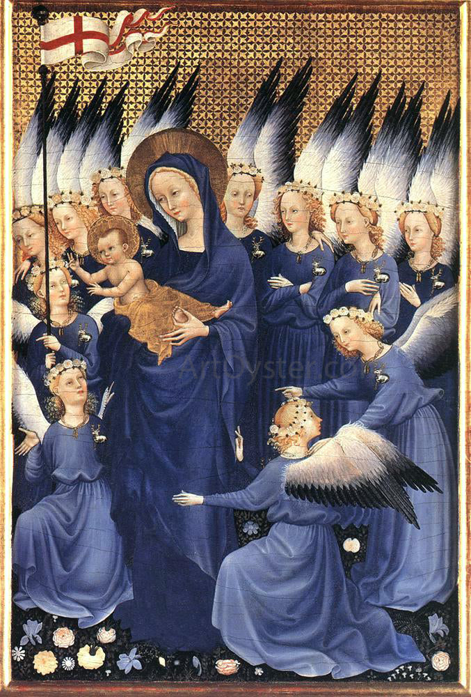  Unknown Painters Masters Wilton Diptych: Virgin and Child with Angels - Hand Painted Oil Painting