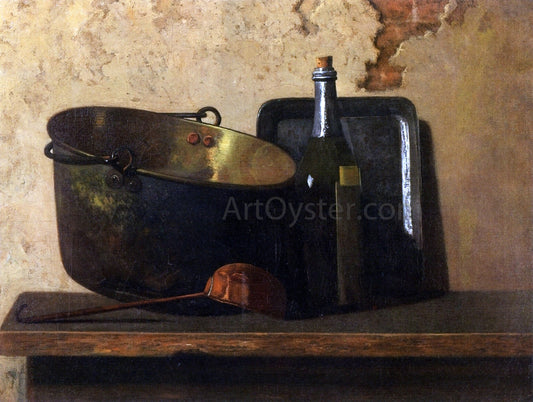  John Frederick Peto Wine and Brass Stewing Kettle (also known as Preparation of French Potage) - Hand Painted Oil Painting