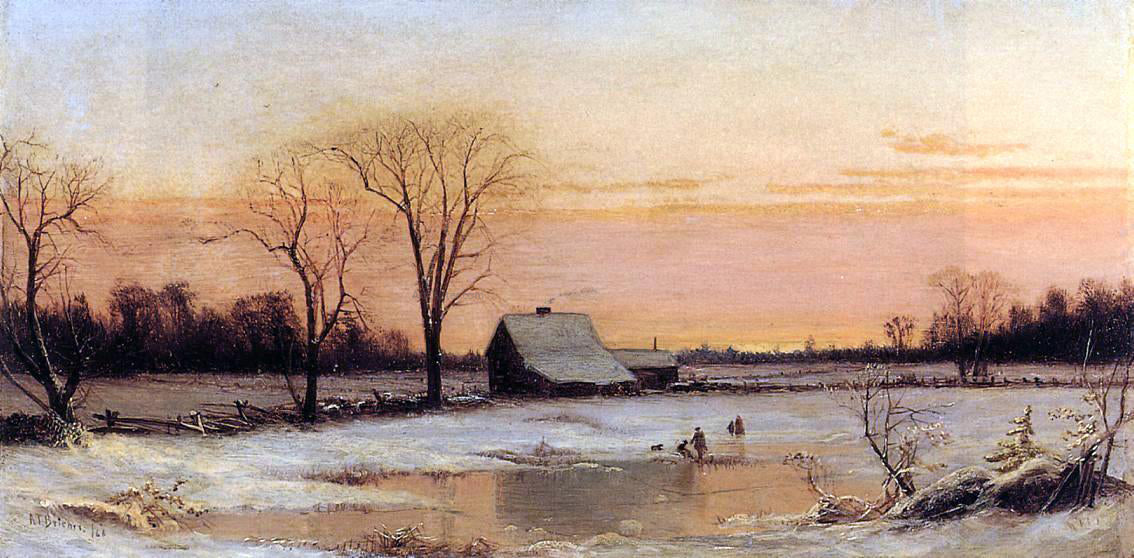  Alfred Thompson Bricher Winter Landscape - Hand Painted Oil Painting