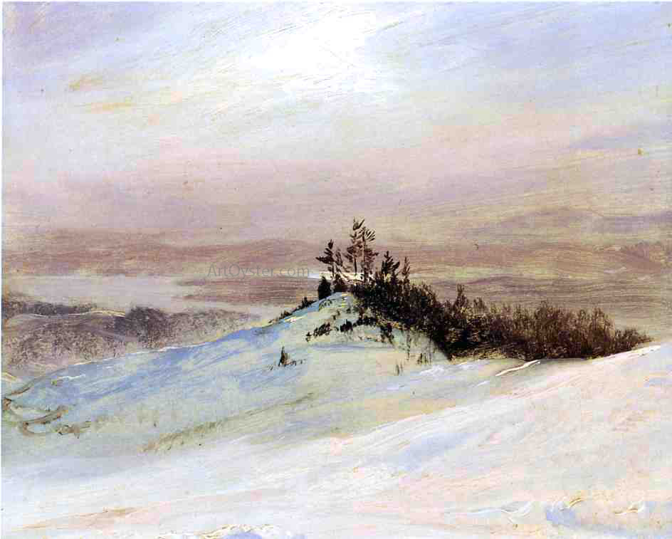  Frederic Edwin Church Winter on the Hudson River Near Catskill, New York - Hand Painted Oil Painting
