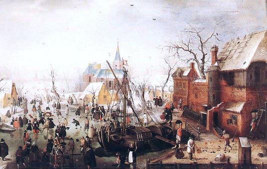  Hendrick Avercamp Winter Scene at Yselmuiden - Hand Painted Oil Painting