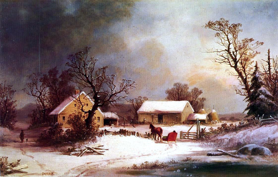  George Henry Durrie Winter-time on the Farm - Hand Painted Oil Painting