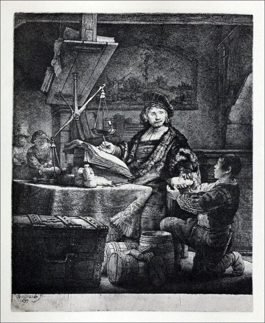  Rembrandt Van Rijn Wittenboogaert, 'The Gold Weigher' - Hand Painted Oil Painting