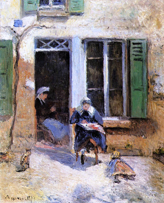  Camille Pissarro Woman and Child Doing Needlework - Hand Painted Oil Painting