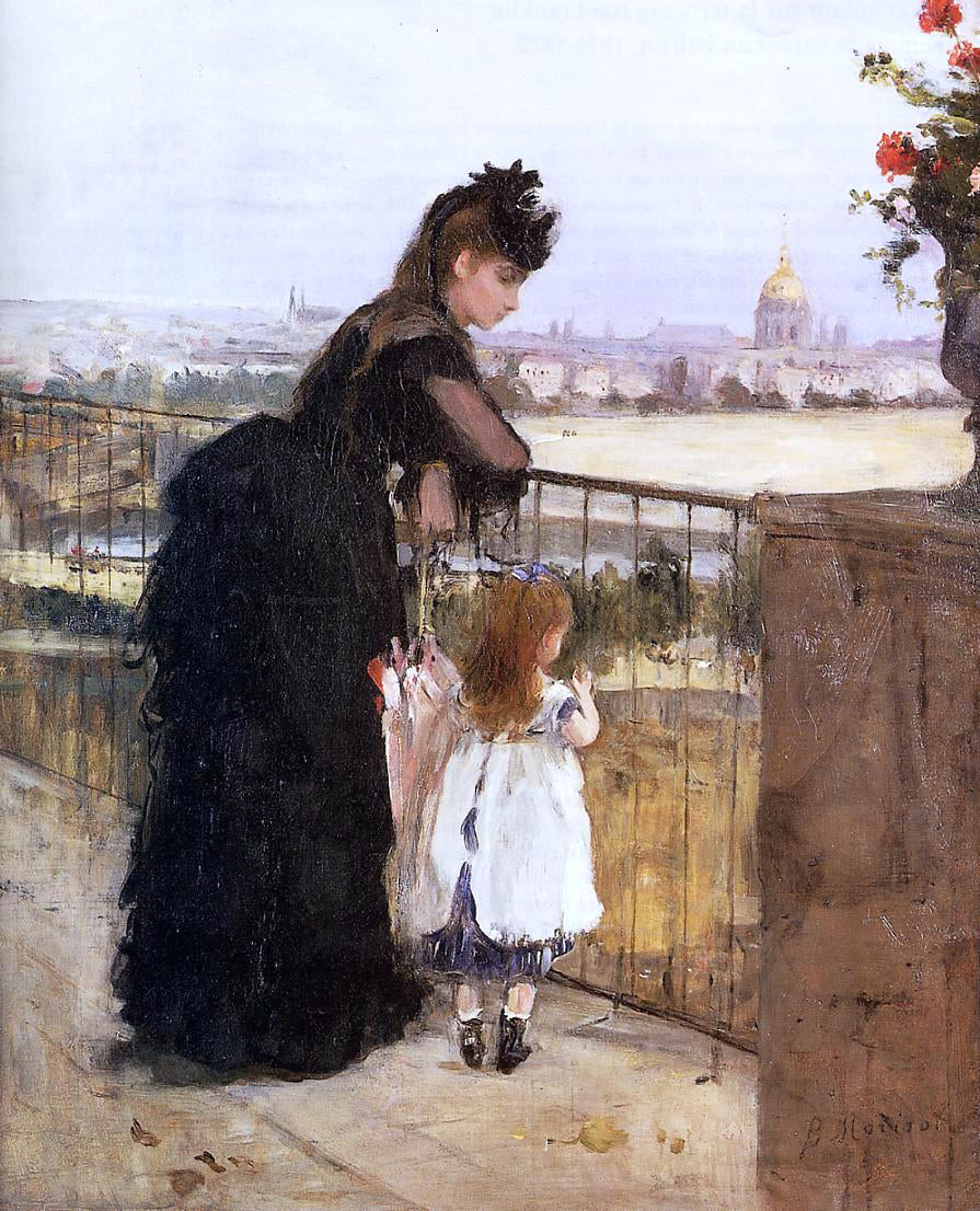  Berthe Morisot Woman and Child on a Balcony - Hand Painted Oil Painting