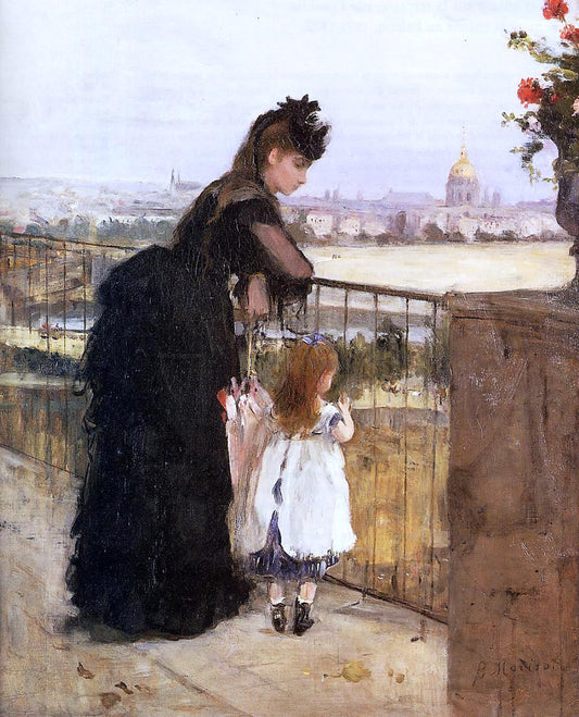  Berthe Morisot Woman and Child on a Balcony - Hand Painted Oil Painting