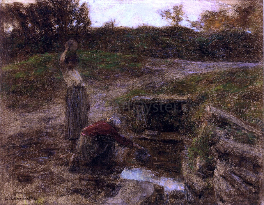 Leon Augustin L'hermitte) Woman at a Fountain - Hand Painted Oil Painting