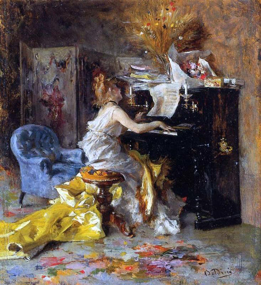  Giovanni Boldini Woman at a Piano - Hand Painted Oil Painting