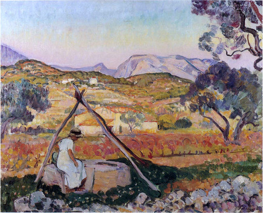  Henri Lebasque Woman by a Fountain in Provence - Hand Painted Oil Painting