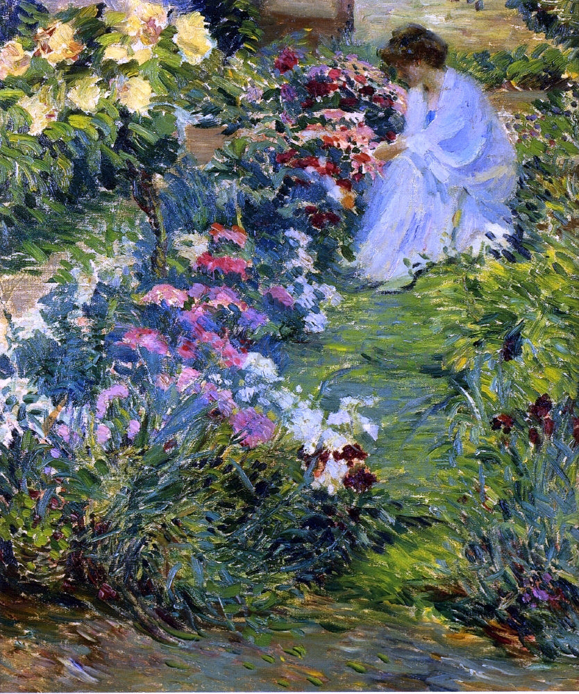  John Leslie Breck Woman in a Garden - Hand Painted Oil Painting