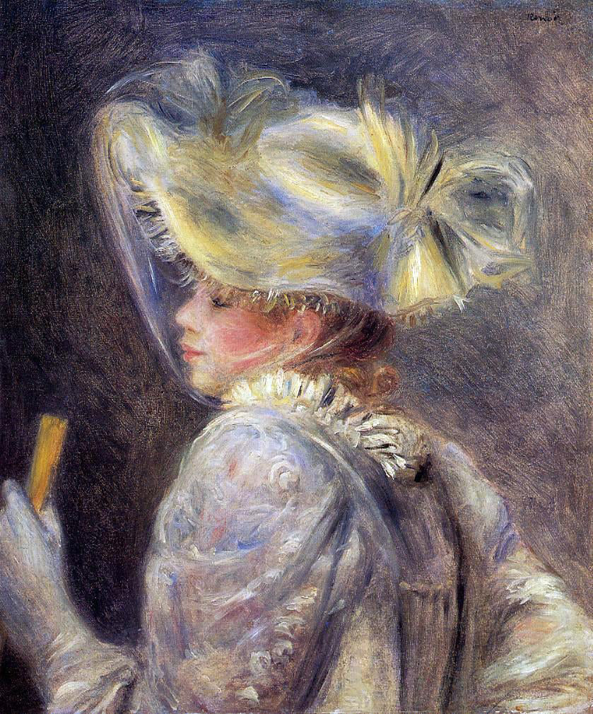  Pierre Auguste Renoir Woman in a White Hat - Hand Painted Oil Painting