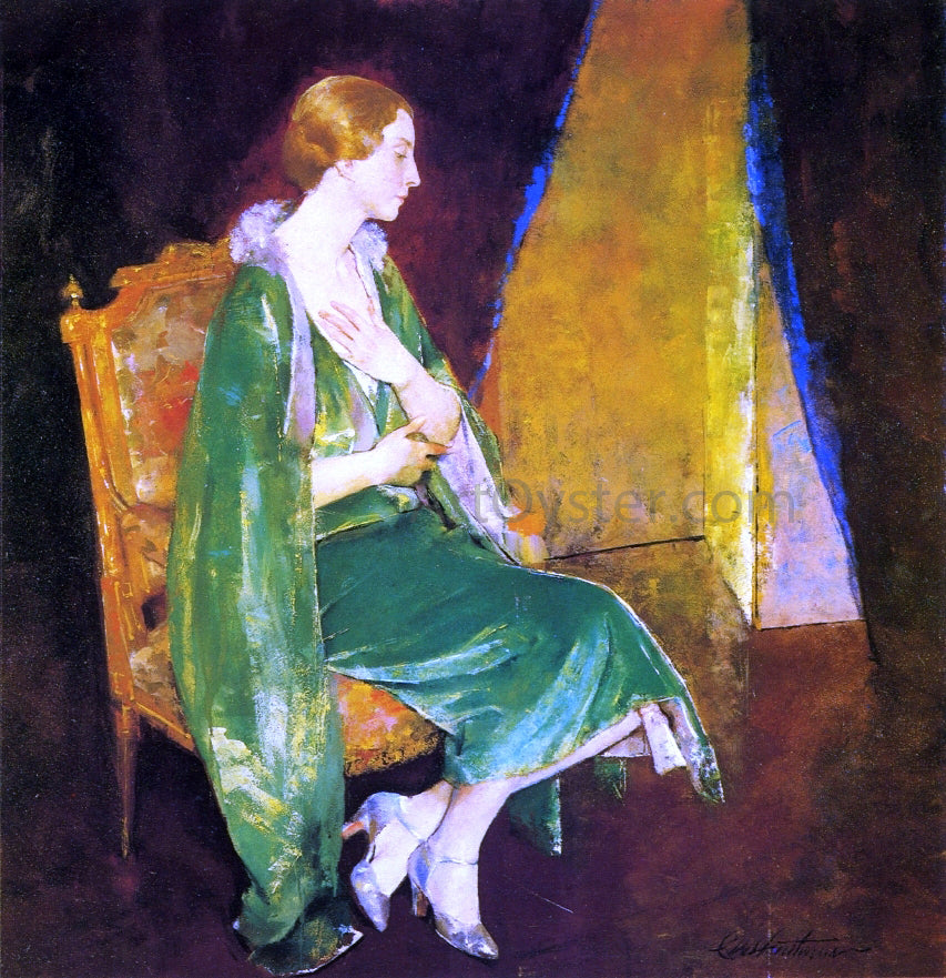  Charles Webster Hawthorne Woman in Green (also known as Portrait of Mrs. Crocket) - Hand Painted Oil Painting