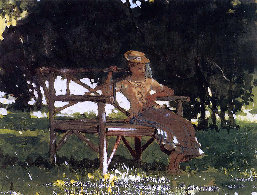  Winslow Homer Woman on a Bench (also known as Girl on a Garden Seat) - Hand Painted Oil Painting