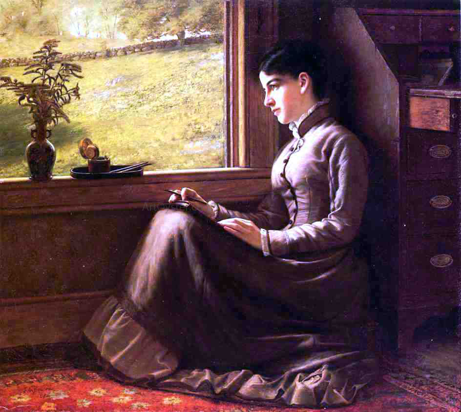  John George Brown Woman Seated at Window - Hand Painted Oil Painting