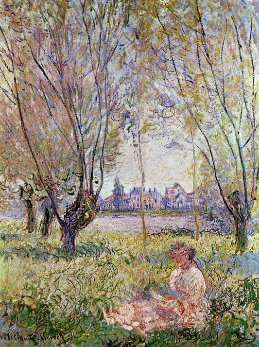  Claude Oscar Monet Woman Sitting Under the Willows - Hand Painted Oil Painting