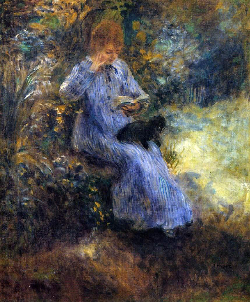  Pierre Auguste Renoir Woman with a Black Dog - Hand Painted Oil Painting