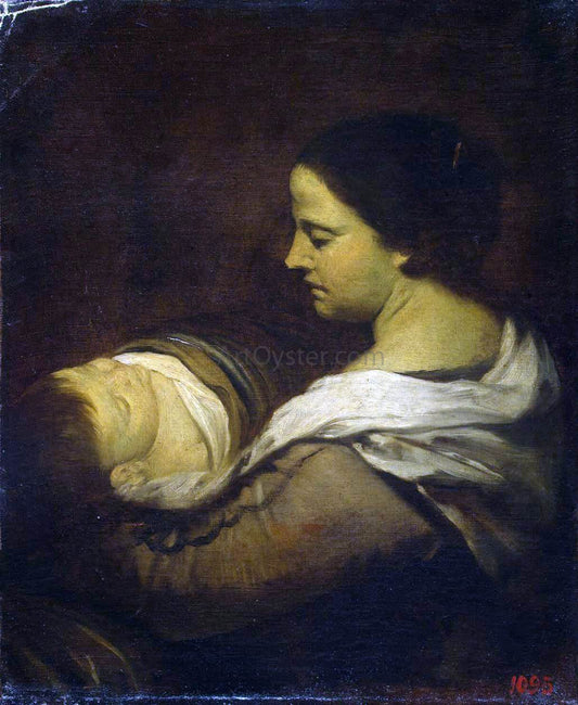  Juan Bautista Martinez Del Mazo Woman with a Sleeping Child - Hand Painted Oil Painting