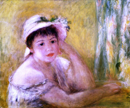  Pierre Auguste Renoir Woman with a Straw Hat - Hand Painted Oil Painting