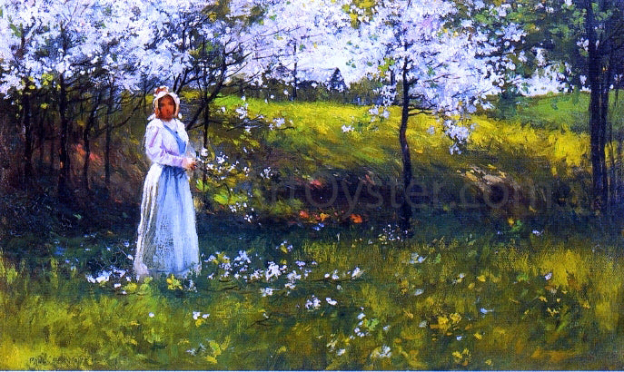  Paul Cornoyer Woman with Apple Blossoms - Hand Painted Oil Painting