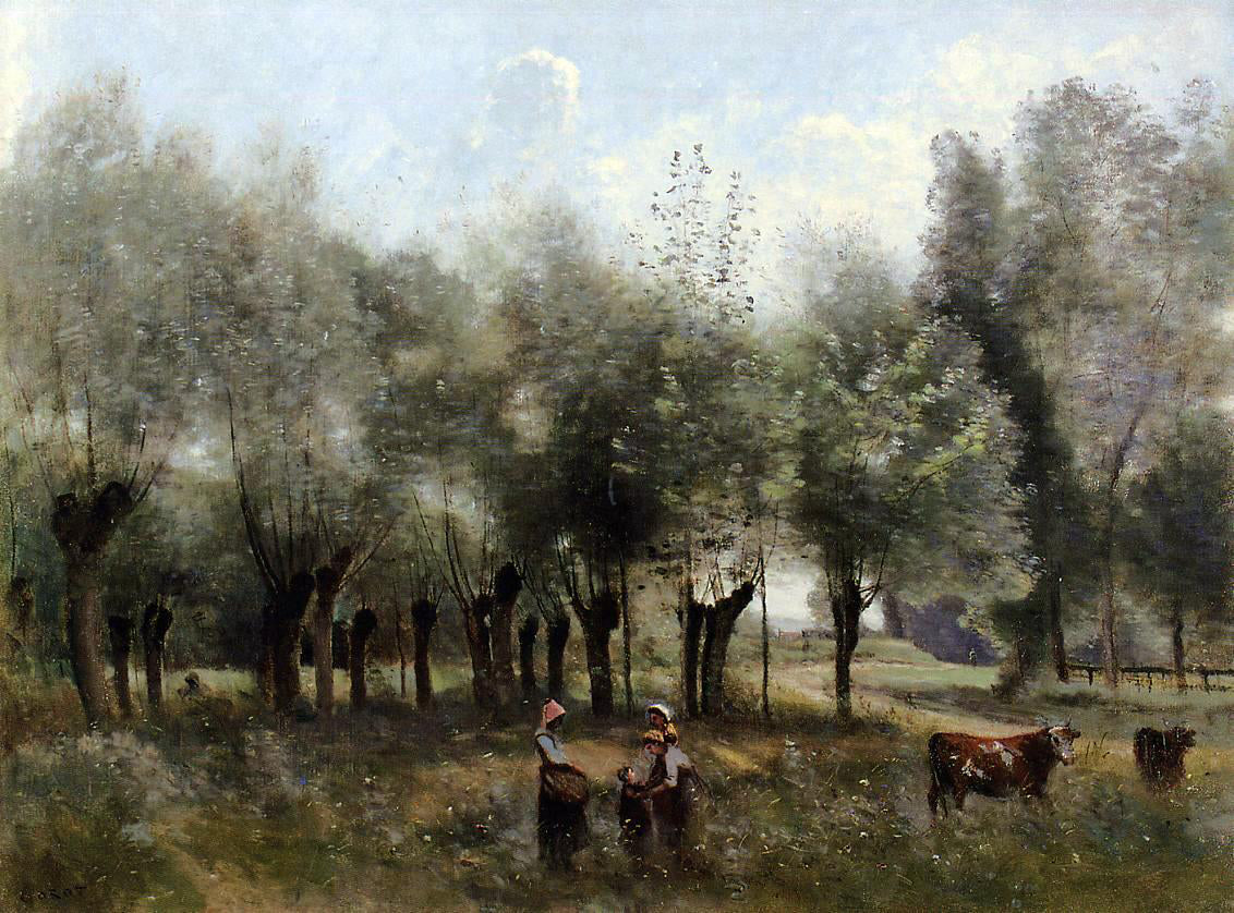  Jean-Baptiste-Camille Corot Women in a Field of Willows - Hand Painted Oil Painting