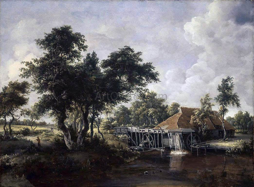  Meyndert Hobbema Wooded Landscape with Water Mill - Hand Painted Oil Painting