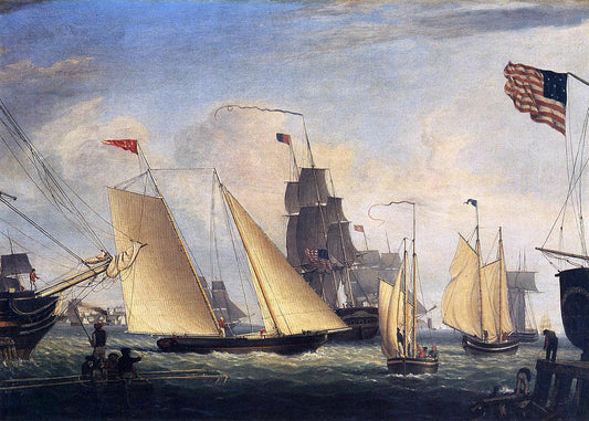  Fitz Hugh Lane Yacht 'Northern Light' in Boston Harbor - Hand Painted Oil Painting