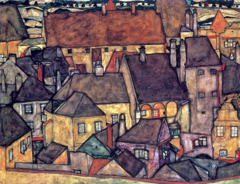  Egon Schiele Yellow City - Hand Painted Oil Painting