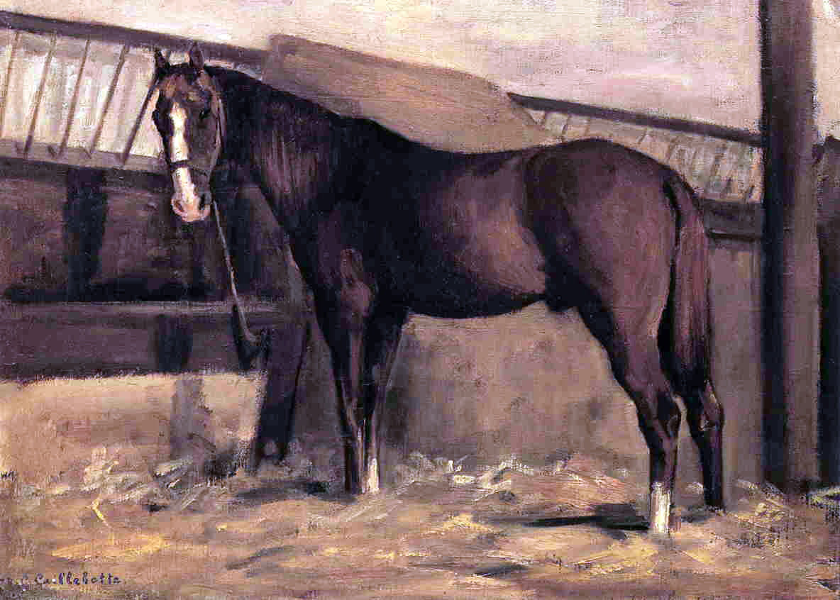  Gustave Caillebotte Yerres, Reddish Bay Horse in the Stable - Hand Painted Oil Painting