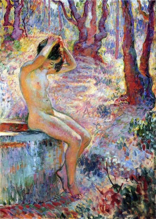  Henri Lebasque Young Girl by Fountain - Hand Painted Oil Painting