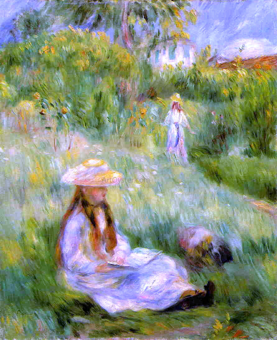  Pierre Auguste Renoir Young Girl in the Garden at Mezy - Hand Painted Oil Painting