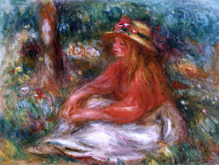  Pierre Auguste Renoir Young Girl Seated on the Grass - Hand Painted Oil Painting