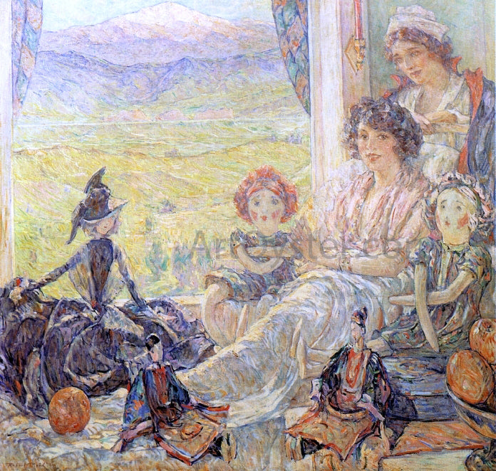  Robert Lewis Reid Young Girl with Dolls - Hand Painted Oil Painting