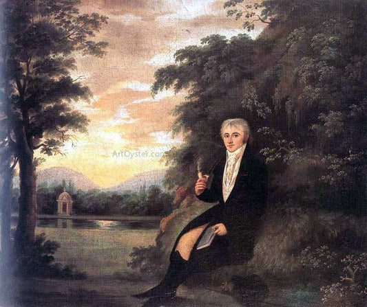  Janos Rombauer Young in a Landscape - Hand Painted Oil Painting
