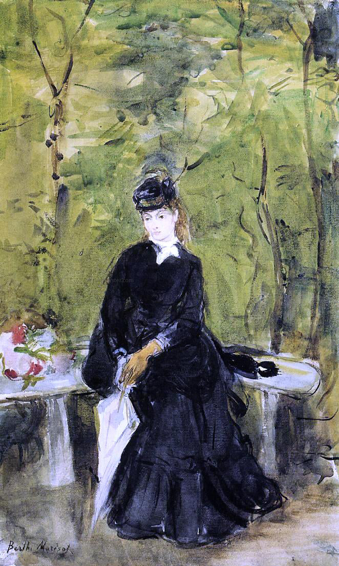  Berthe Morisot Young Lady Seated on a Bench - Hand Painted Oil Painting