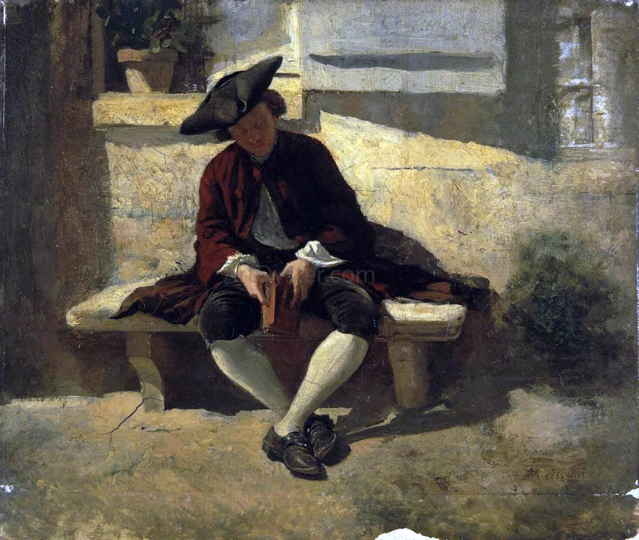  Jean-Louis Ernest Meissonier Young Man with a Book - Hand Painted Oil Painting