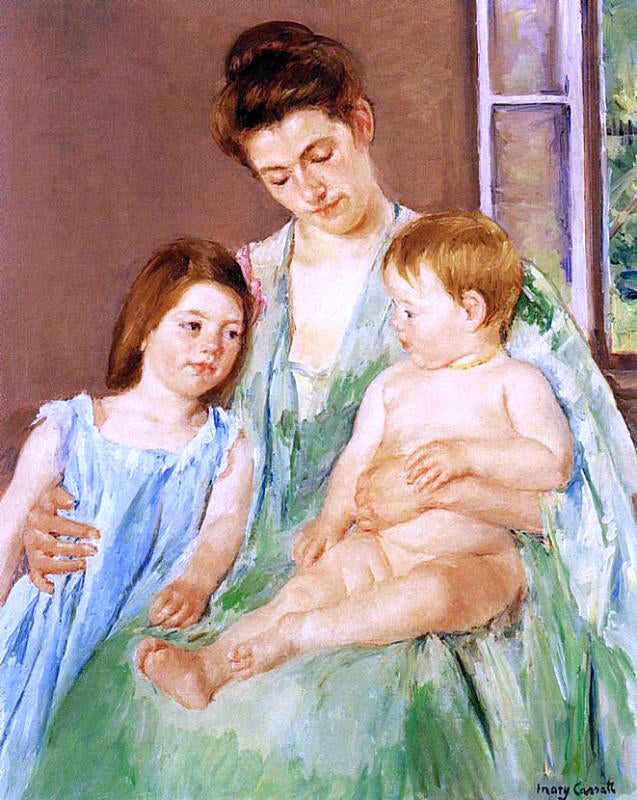  Mary Cassatt A Young Mother and Two Children - Hand Painted Oil Painting