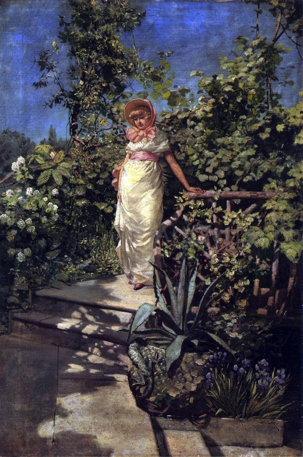  Frederick Judd Waugh Young Woman in a Garden - Hand Painted Oil Painting