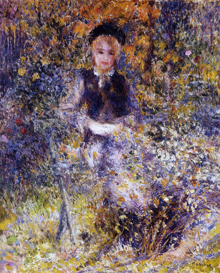  Pierre Auguste Renoir A Young Woman on a Bench - Hand Painted Oil Painting