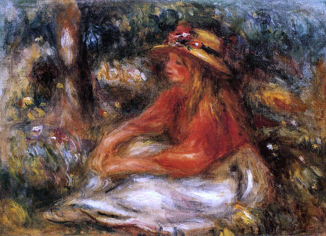  Pierre Auguste Renoir Young Woman Seated on the Grass - Hand Painted Oil Painting