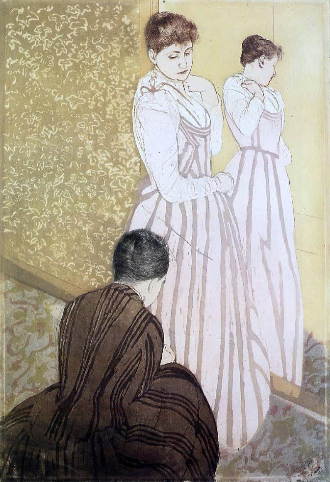  Mary Cassatt Young Woman Trying on a Dress - Hand Painted Oil Painting